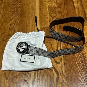 Gucci Monogram Navy and Gray Belt